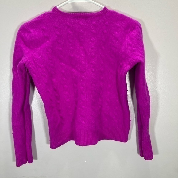 Polo Ralph Lauren Fuchsia Pink Cable Knit Wool Cashmere Blend Crewneck Sweater - Picture 10 of 11